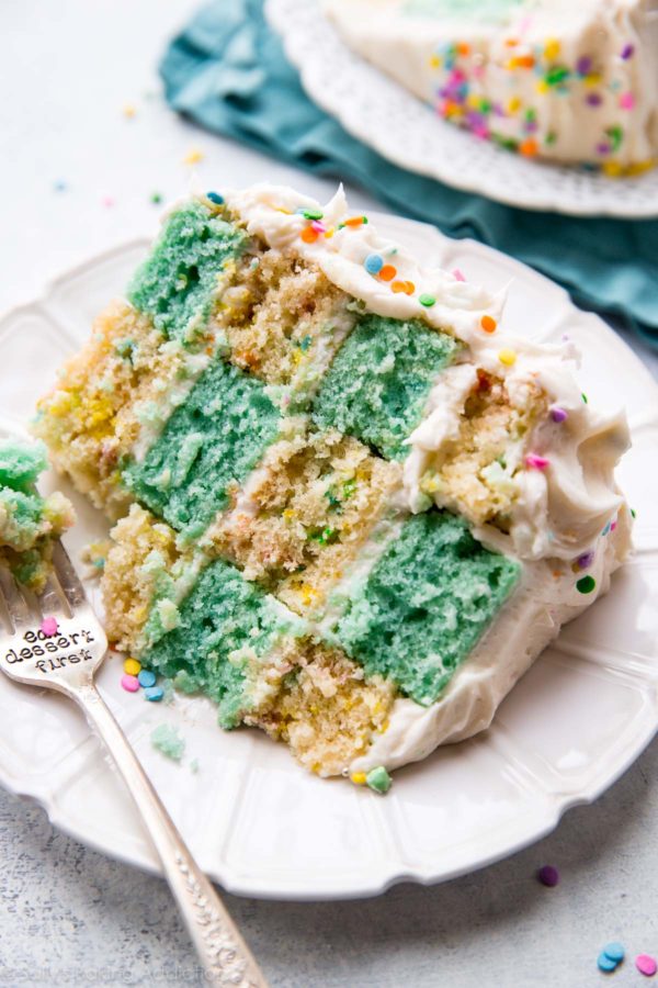 checkerboard cake for a st. partrick's day treat for kids