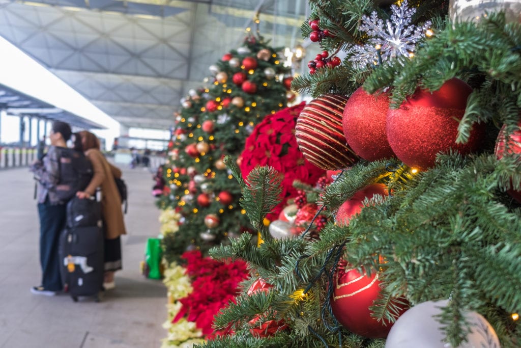 people at the airport during the holidays