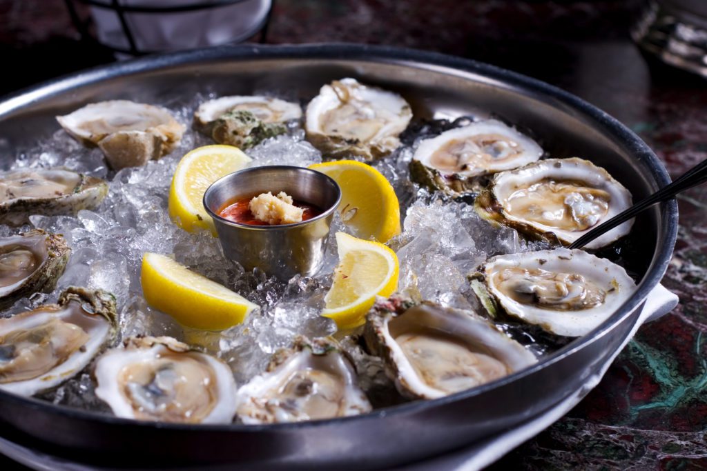 oysters on the half shell at a charleston restaurant