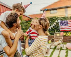 A family celebrating Labor Day at home.