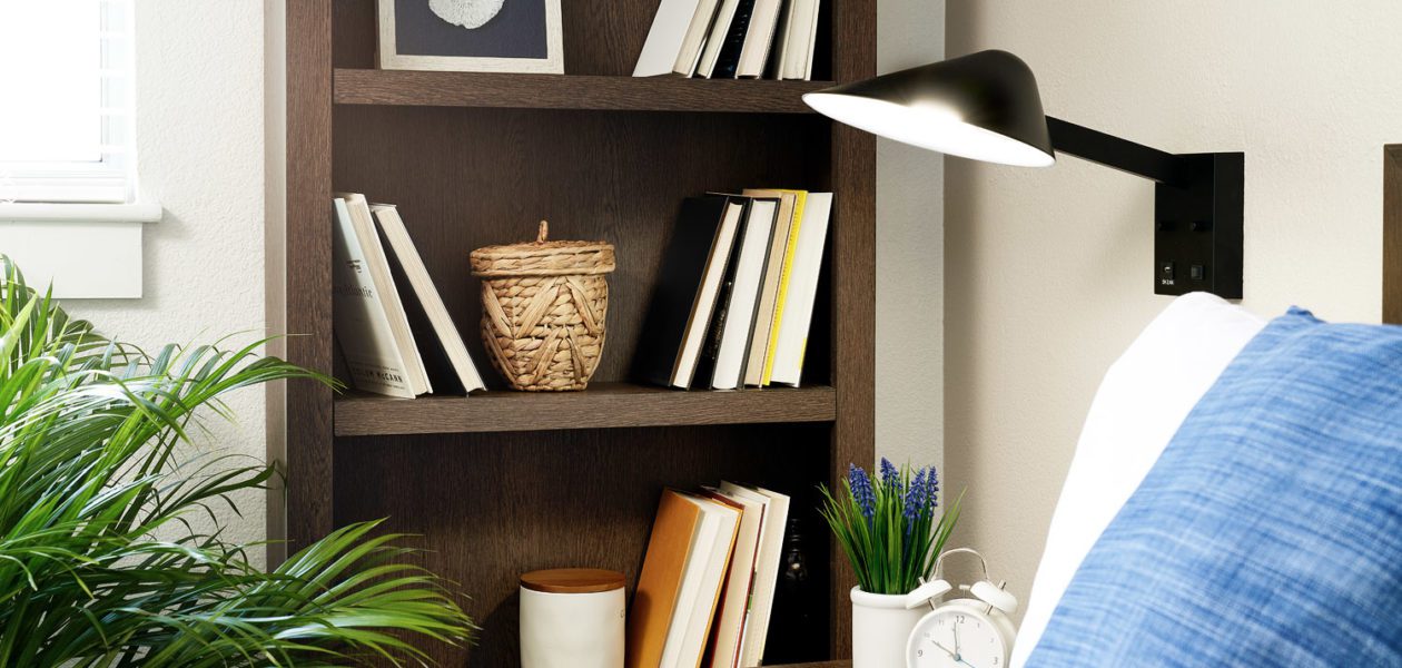 Premium suite bookcase showcasing three shelves.