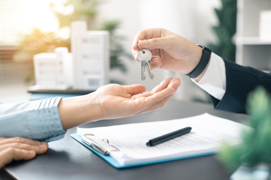 receiving the keys to a new apartment